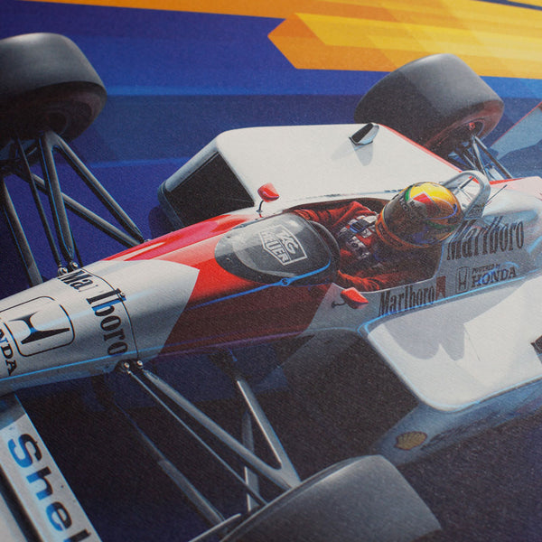 Affiche McLaren MP4/4 - Bleue - GP de San Marin - 1988 - Automobilist - détail