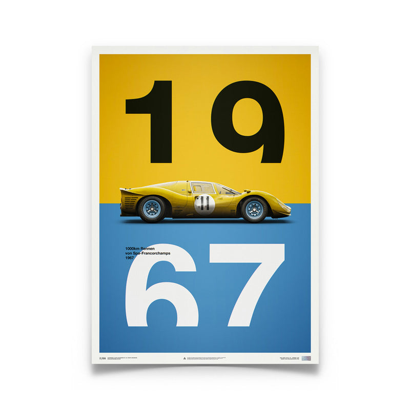 Affiche Ferrari 412P - Yellow - Spa-Francorchamps - Automobilist