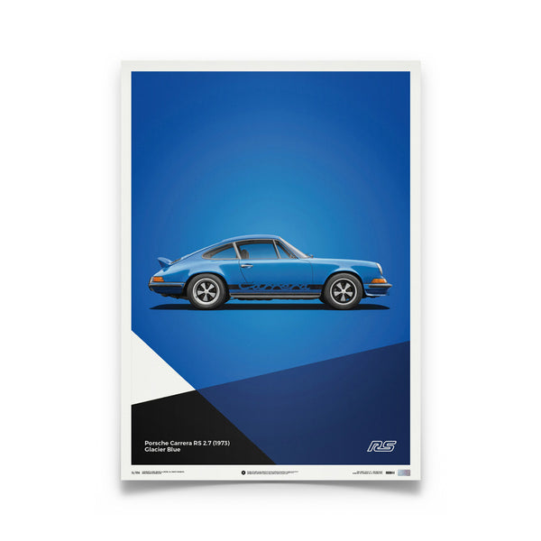 Affiche Porsche 911 Carrera RS - Bleue - Automobilist