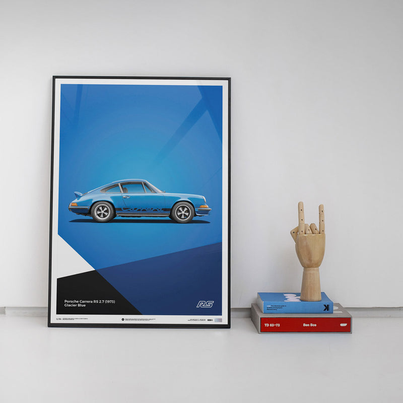Affiche Porsche 911 Carrera RS - Bleue - Automobilist - cadre
