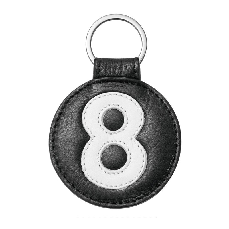 Porte-clefs numéroté en cuir - Noir - Entre 2 Rétros - Numéro 8