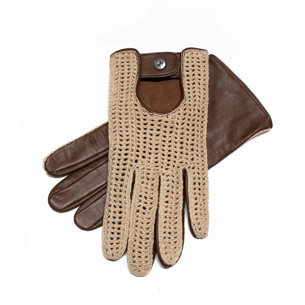 Crochet driving gloves - brown
